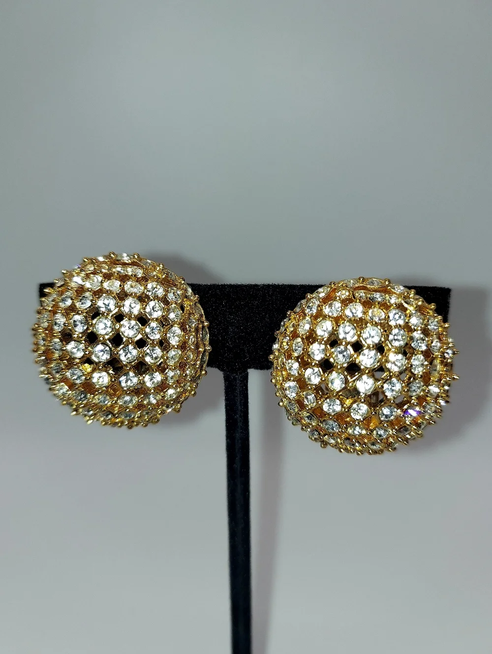 St. John Vintage 18k Gold-Plated Clip On Earrings With Austrian Rhinestones.VGVC